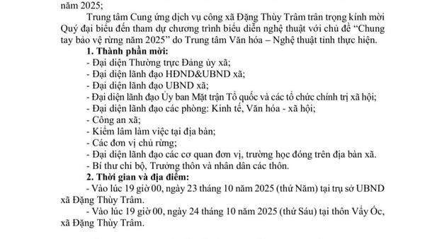 Chương trình biểu diễn nghệ thuật với chủ đề “Chung tay bảo vệ rừng năm 2025"