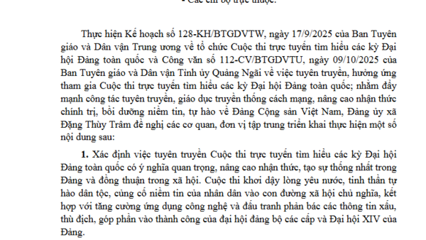 Tuyên truyền, hưởng ứng tham gia Cuộc thi trực tuyến tìm hiểu các kỳ Đại hội Đảng toàn quốc